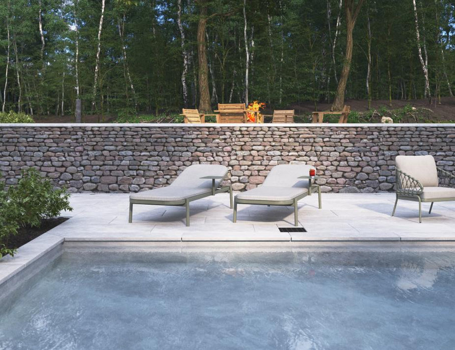 Verano Sun Lounge - Eucalyptus Green - with Side Table - Granite Grey Cushions