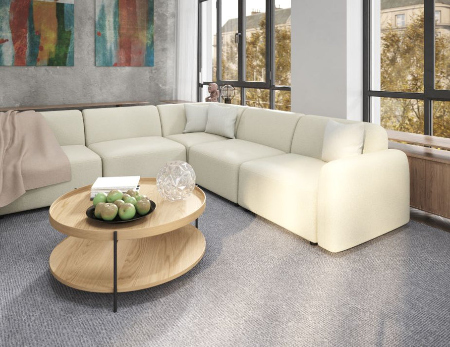 Atticus Modular Sofa - 3 Seater with Ottoman - Ivory Cream Fabric