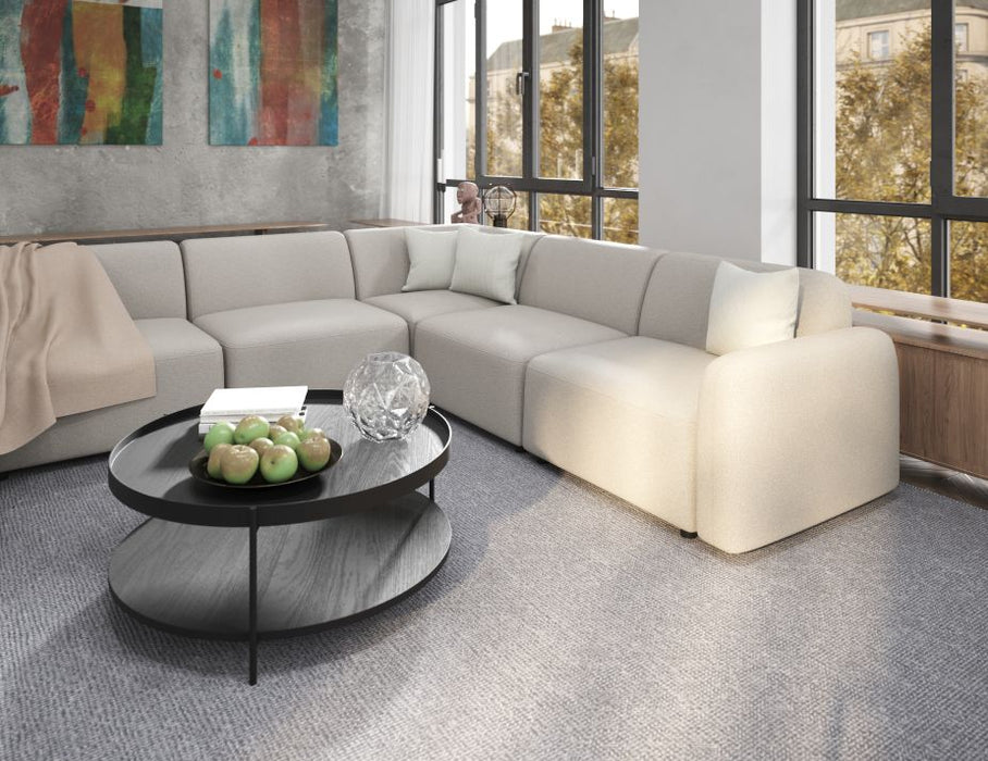 Atticus Modular Sofa - 3 Seater with Ottoman - Oyster Grey Fabric