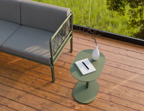 Deck Side Table - Outdoor - Eucalyptus Green, Aluminium, 52cm W