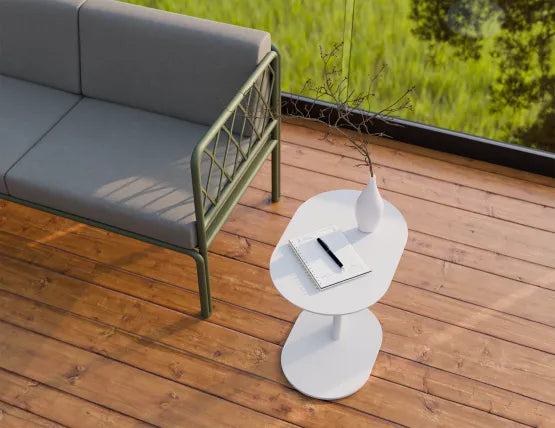 Deck Side Table - Outdoor - White, Aluminium, 52cm W