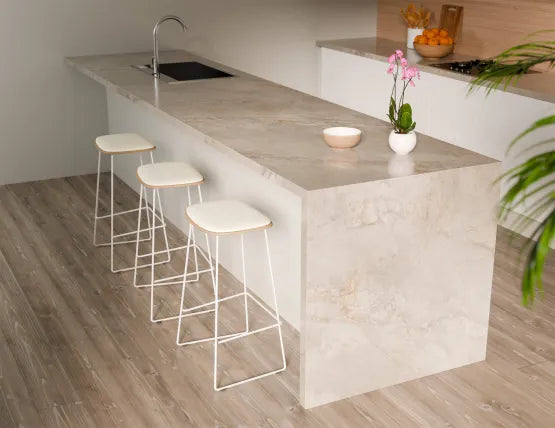 Elva Stool - Natural Seat - White Pad - White Frame - 77cm (commercial Bench Height), Leather