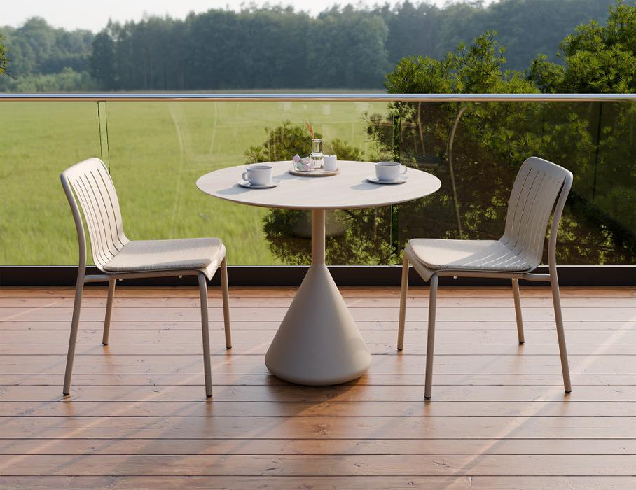 Kora Cafe Table 90cm Dia - Outdoor - Latte - Dune Ceramic Top