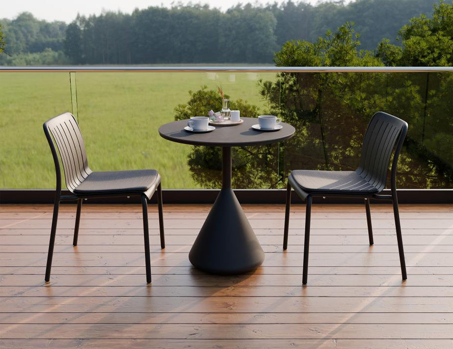 Kora Cafe Table 71cm Dia - Outdoor - Charcoal - Basalt Ceramic Top