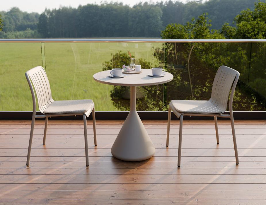 Kora Cafe Table 71cm Dia - Outdoor - Latte - Dune Ceramic Top