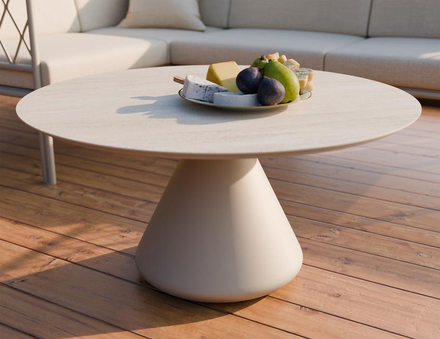 Kora Coffee Table 90cm Dia - Outdoor - Latte - Dune Ceramic Top