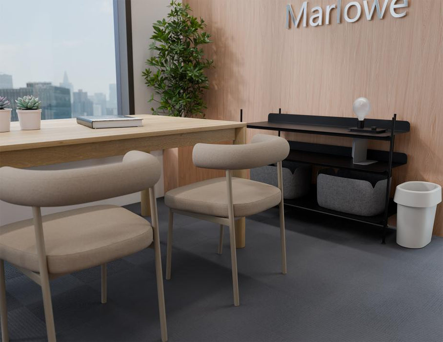 Marlowe Dining Chair - Grey Legs - Fawn Beige Fabric