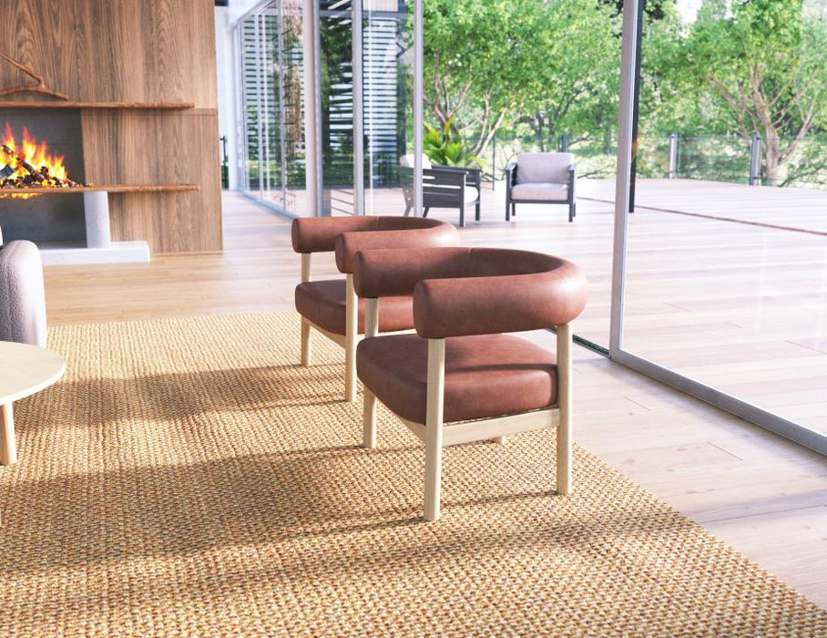 Marlowe Occasional Chair - Natural Oak Legs - Retro Brandy PU