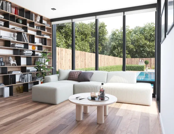Monaco Sofa - Config C with Left Chaise - Custom Upholstered - Category A Upholstery, Wood, 291cm W