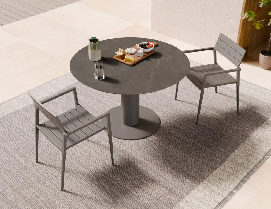 Loma Dining Table Charcoal 120cm - Outdoor - Basalt Ceramic Top