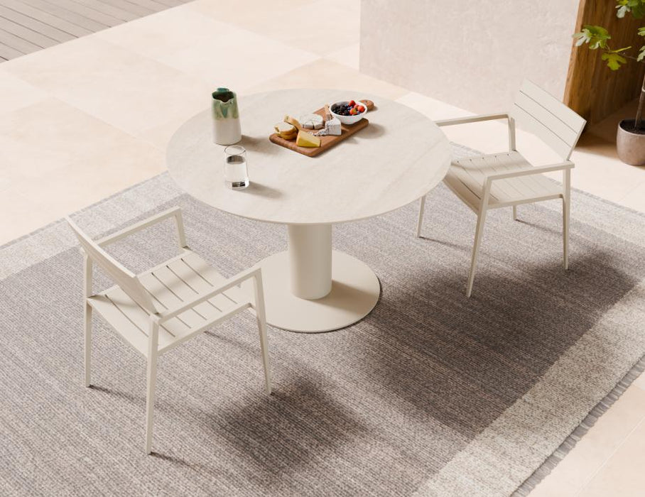Loma Dining Table Latte 120cm - Outdoor - Dune Ceramic Top