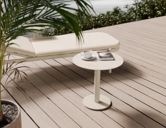 Verano Sun Lounge - Latte - with Side Table - Granite Grey Cushion, Aluminium