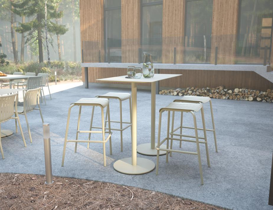 Roku Backless Bar Stool - Outdoor - Latte