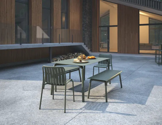 Roku Bench 120cm - Outdoor - Eucalyptus Green - Bench with Sandy Grey Cushion, Aluminium