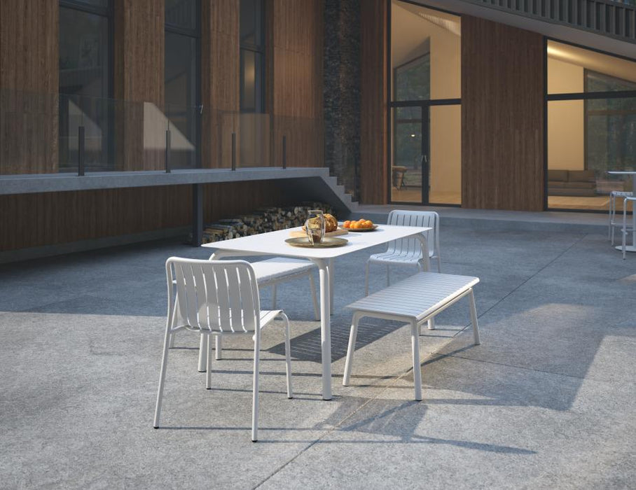 Roku Bench 120cm - Outdoor - White - Bench with Granite Grey Cushion