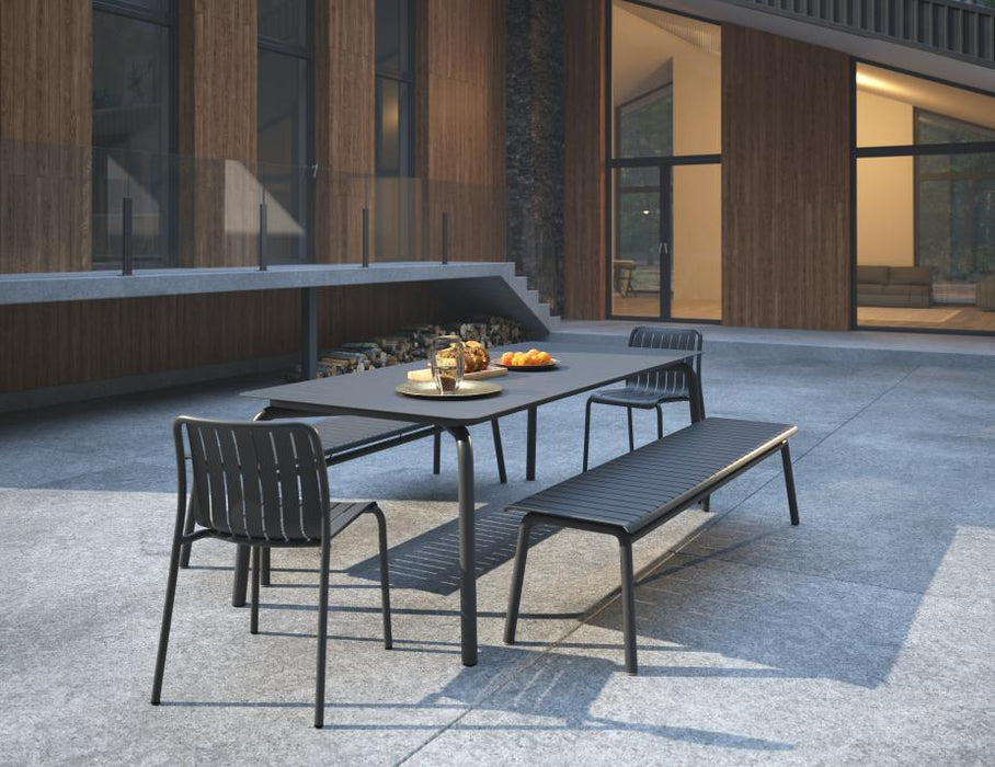 Roku Bench 190cm - Outdoor - Charcoal - Bench with Granite Grey Cushion