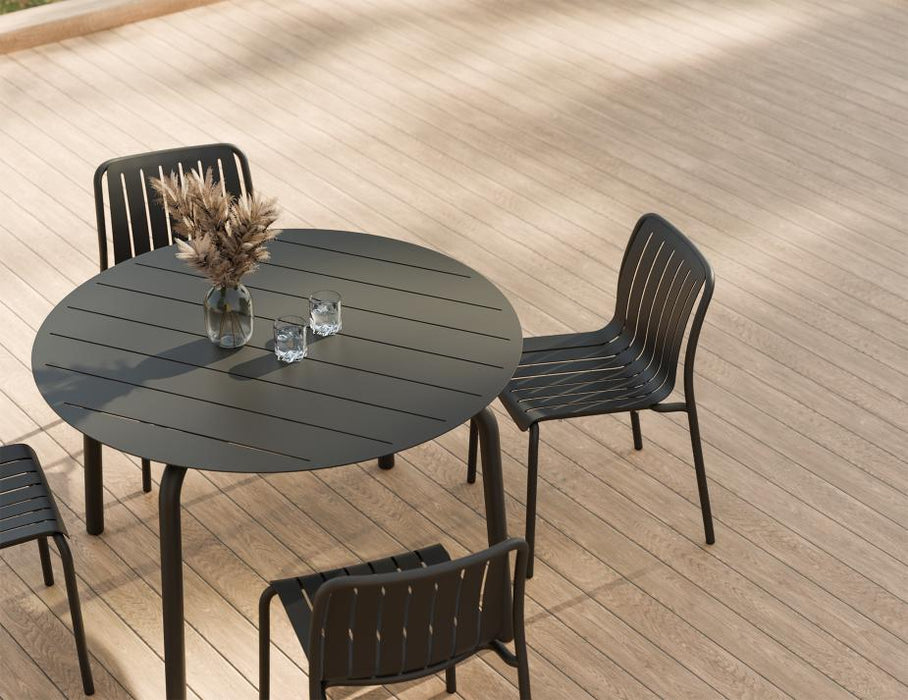 Roku Dining Chair - Outdoor - Charcoal - Chair with Granite Grey Cushion