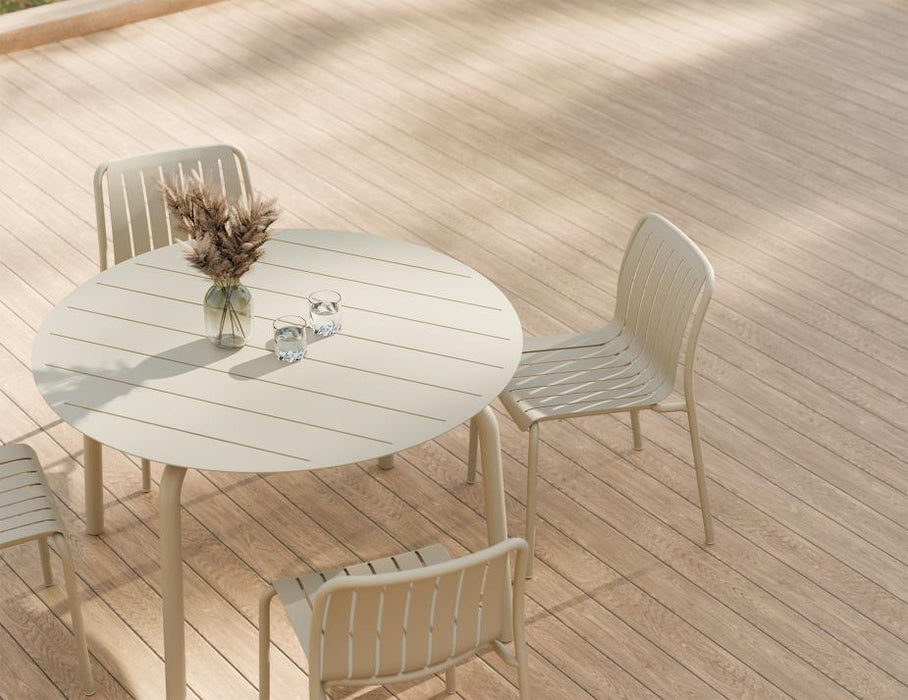 Roku Dining Chair - Outdoor - Latte - Chair with Granite Grey Cushion