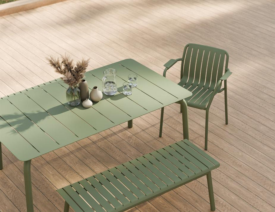 Roku Bench 120cm - Outdoor - Eucalyptus Green - Bench with Husk Cushion