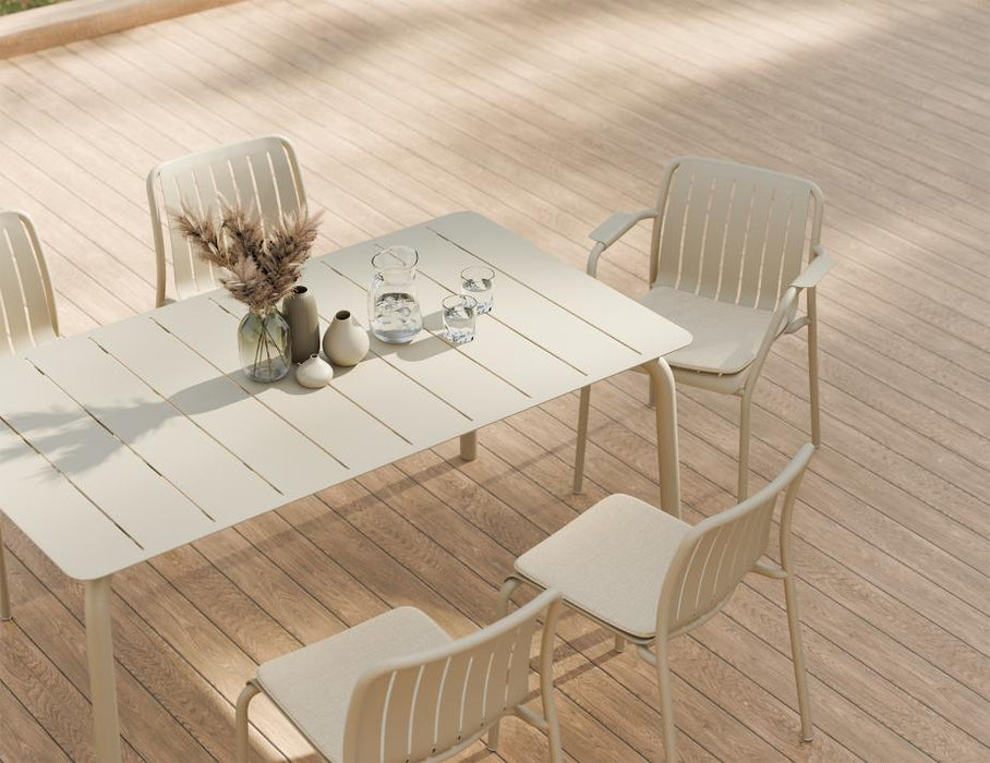 Roku Dining Table 160cm - Outdoor - Latte, Metal