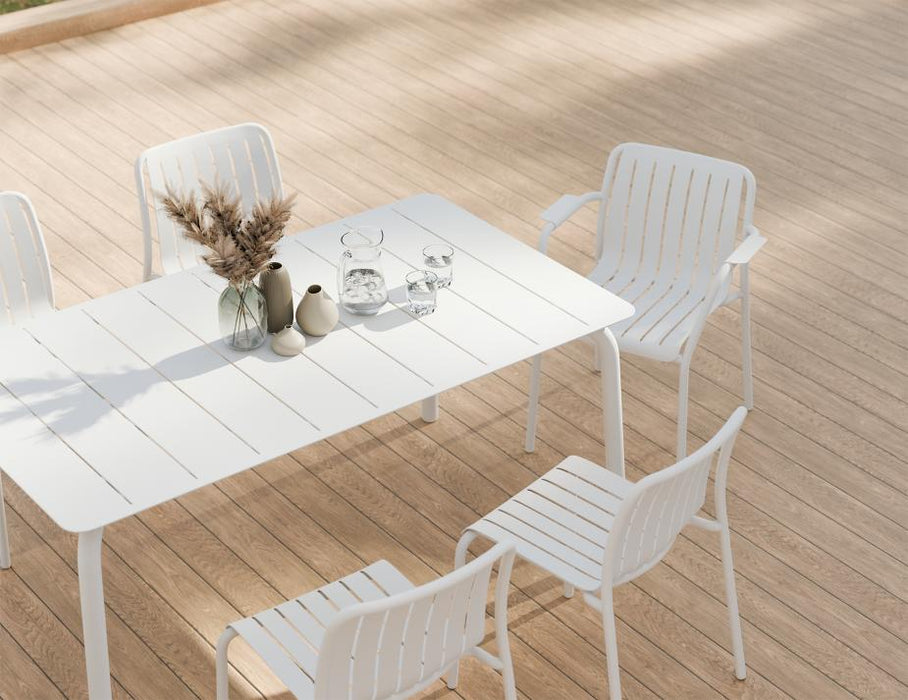 Roku Armchair - Outdoor - White - Chair with Granite Grey Cushion