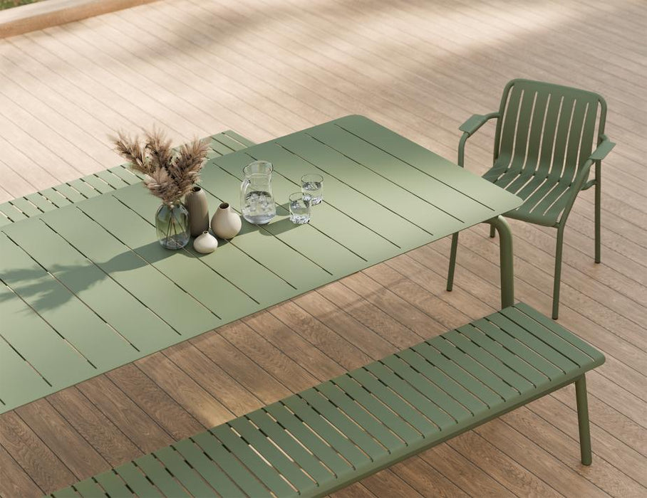 Roku Bench 190cm - Outdoor - Eucalyptus Green - Bench with Husk Cushion