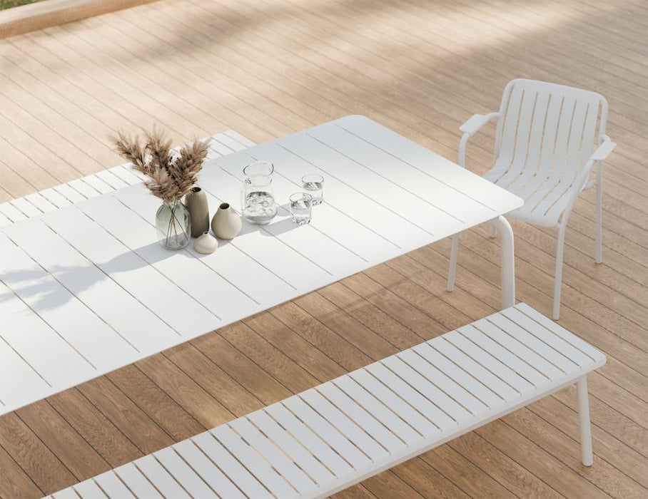Roku Bench 190cm - Outdoor - White - Bench with Husk Cushion
