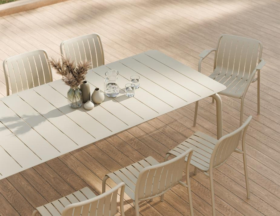 Roku Dining Table 220cm - Outdoor - Latte, Red, Metal