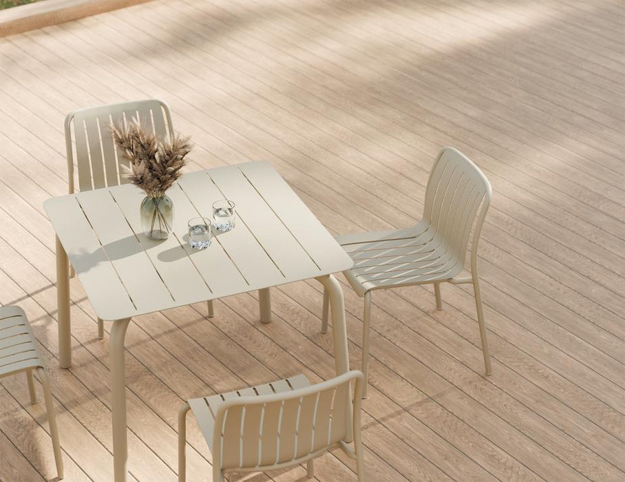 Roku Dining Table 90cm - Outdoor - Latte, Red, Metal