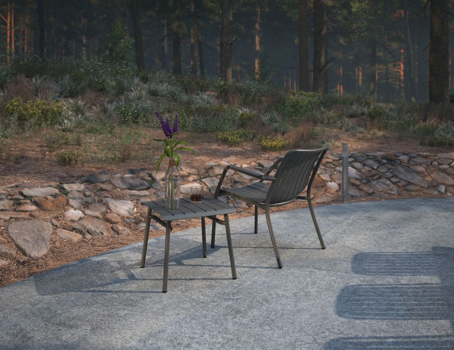 Roku Lounge Chair - Outdoor - Charcoal - Chair with Green Cushion