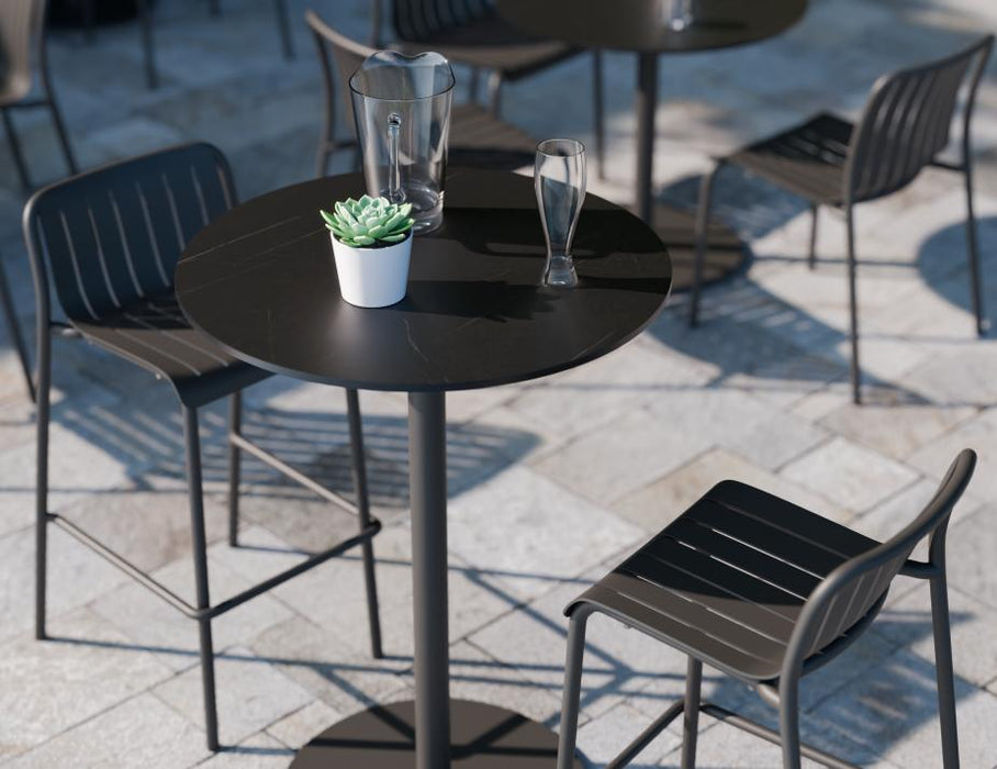 Roku Solara Compact Laminate High Bar Table - Outdoor - Charcoal - 65x65 Top