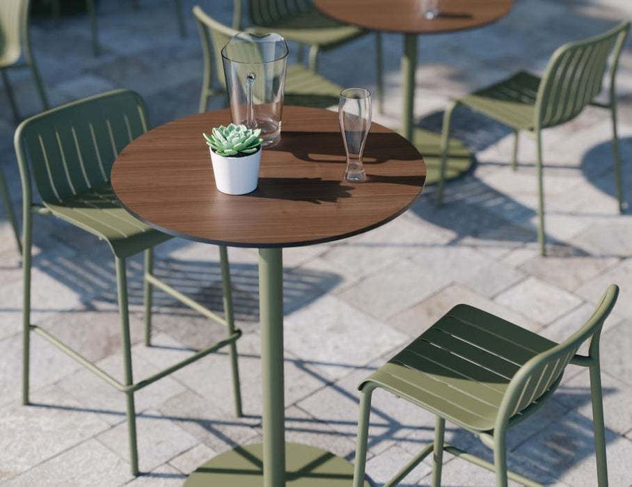 Roku Solara Compact Laminate High Bar Table - Outdoor - Eucalyptus Green - 70 Dia Top
