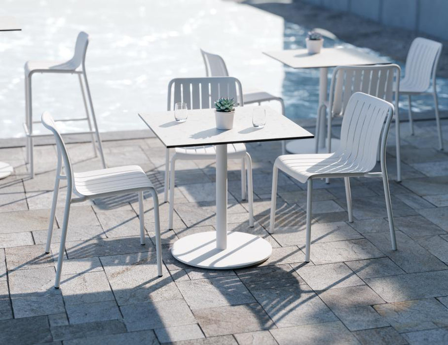 Roku Solara Compact Laminate Cafe Table - Outdoor - White - 60 Dia Top