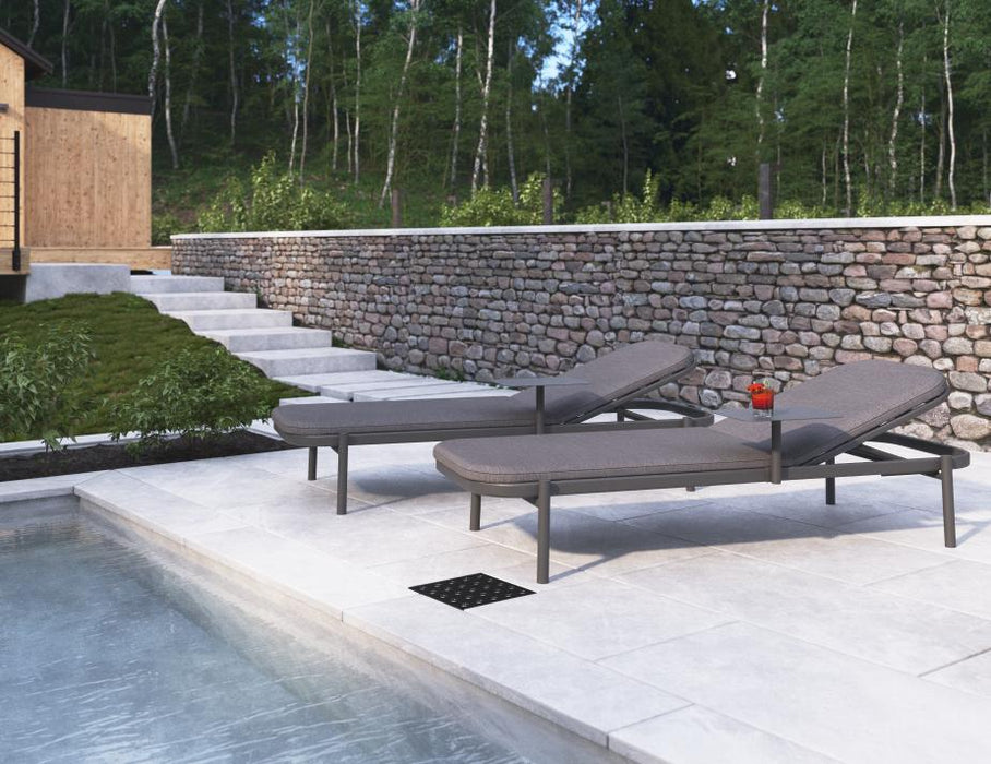 Verano Sun Lounge - Charcoal - with Side Table - Sandy Grey Cushion