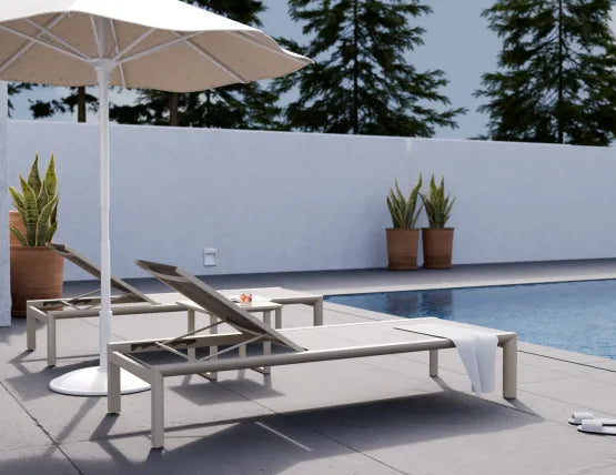 Alvor Sun Lounge - Latte - Biscuit Mesh - No Headrest, Aluminium