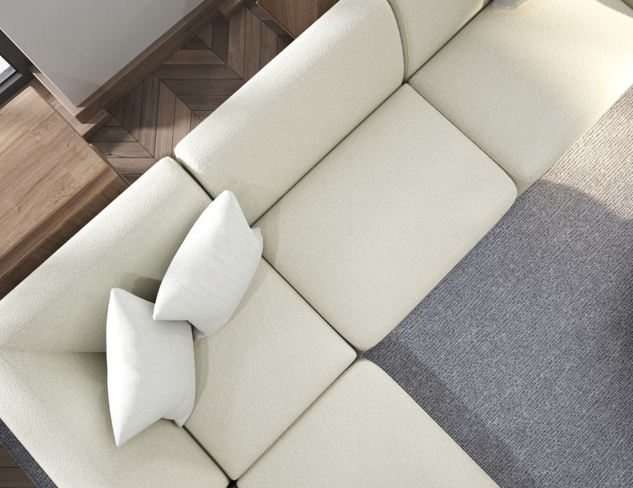 Atticus Modular Sofa - 3 Seater with Ottoman - Ivory Cream Fabric