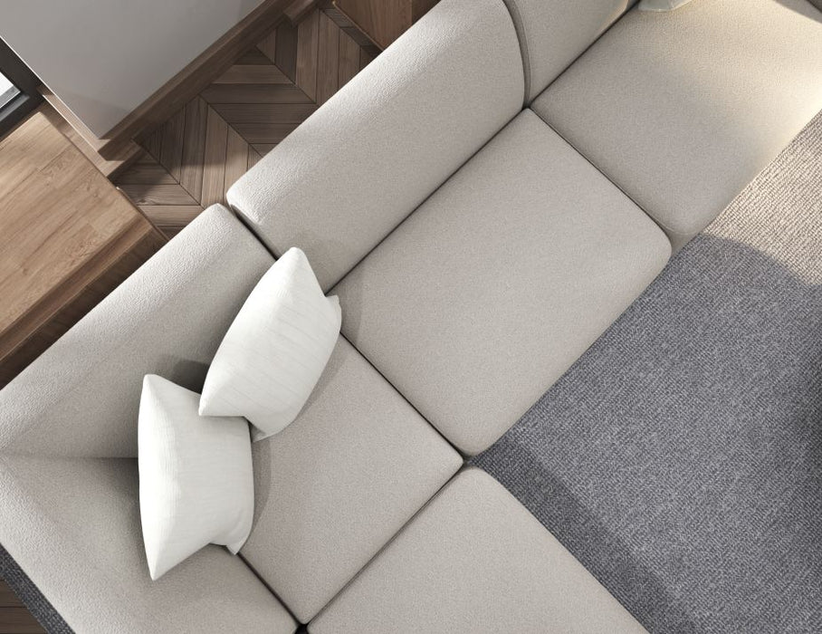 Atticus Modular Sofa - 3 Seater with Ottoman - Oyster Grey Fabric