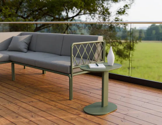 Deck Side Table - Outdoor - Eucalyptus Green, Aluminium, 52cm W