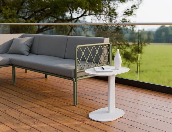 Deck Side Table - Outdoor - White, Aluminium, 52cm W