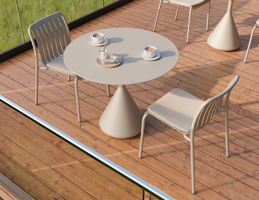 Kora Cafe Table 90cm Dia - Outdoor - Latte