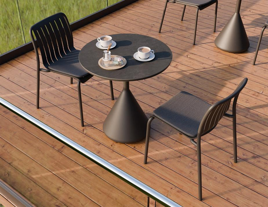 Kora Cafe Table 71cm Dia - Outdoor - Charcoal - Basalt Ceramic Top