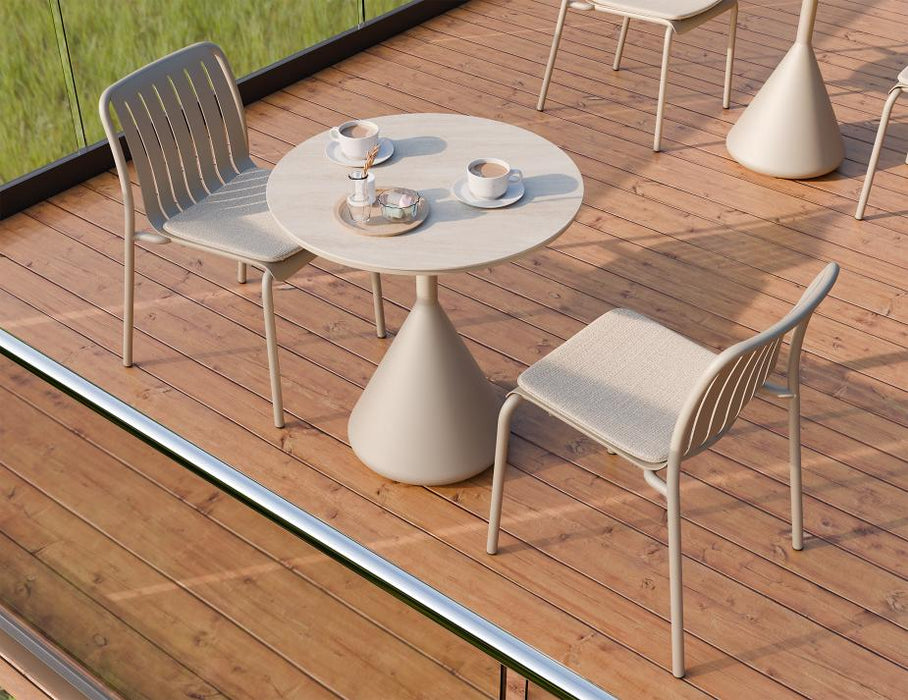 Kora Cafe Table 71cm Dia - Outdoor - Latte - Dune Ceramic Top