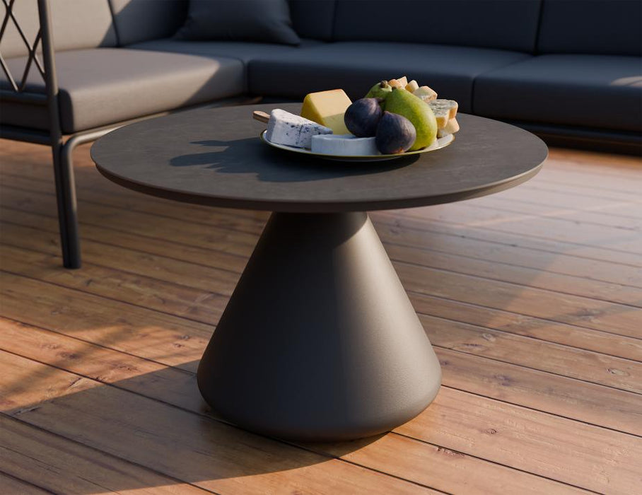 Kora Coffee Table 71cm Dia - Outdoor - Charcoal - Basalt Ceramic Top