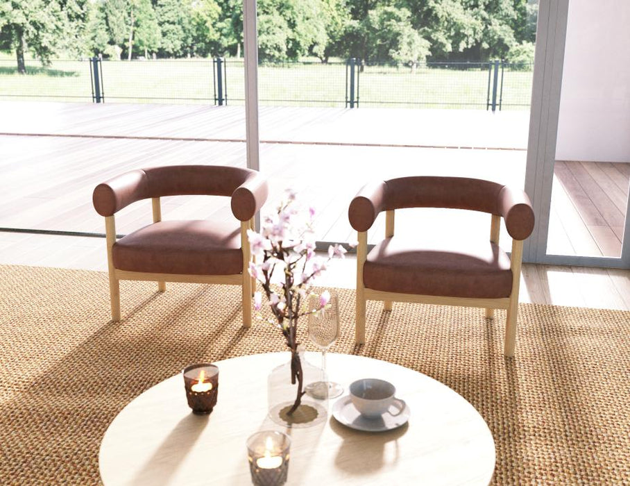 Marlowe Occasional Chair - Natural Oak Legs - Retro Brandy PU