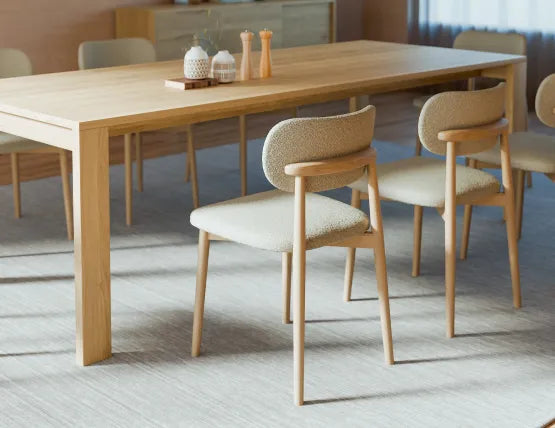 Oskar Dining Chair - Natural - Ivory Cream Fabric