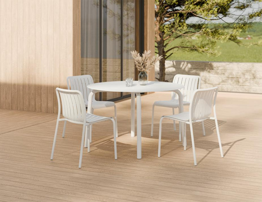 Roku Dining Chair - Outdoor - White - Chair with Sandy Grey Cushion
