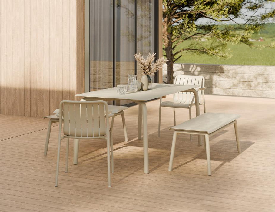 Roku Dining Table 160cm - Outdoor - Latte, Metal