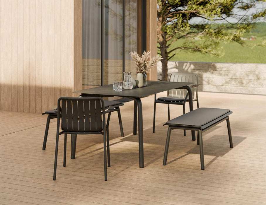 Roku Bench 120cm - Outdoor - Charcoal - Bench with Green Cushion