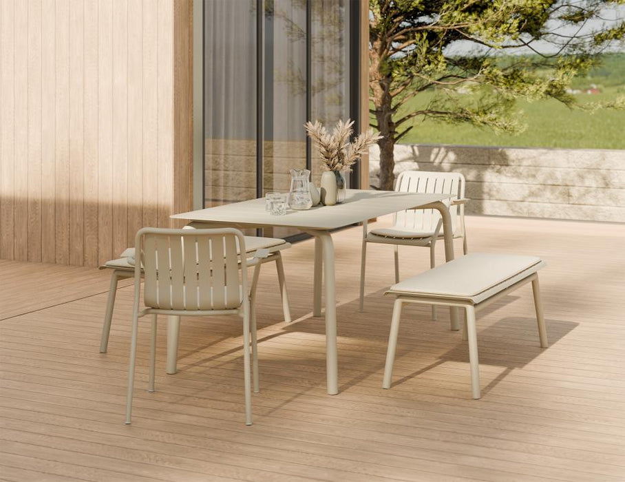 Roku Bench 120cm - Outdoor - Latte - Bench with Green Cushion