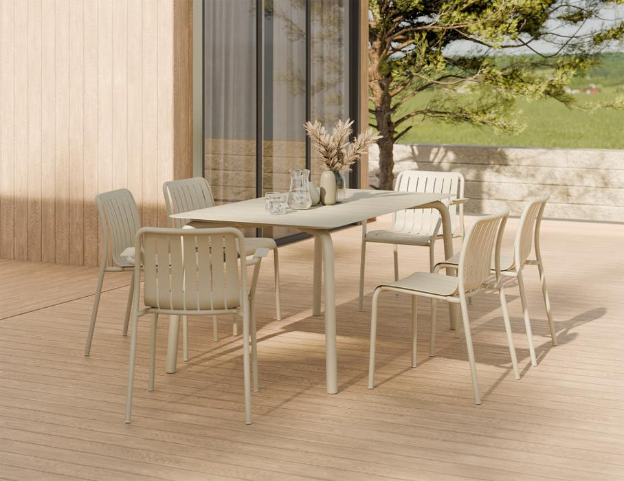 Roku Dining Table 160cm - Outdoor - Latte, Metal